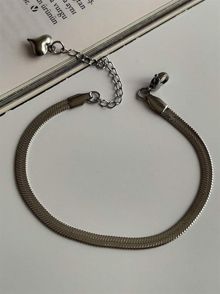 Çelik Gümüş Renk İtalyan Zincir Bileklik (23 Cm) (2 Numara)