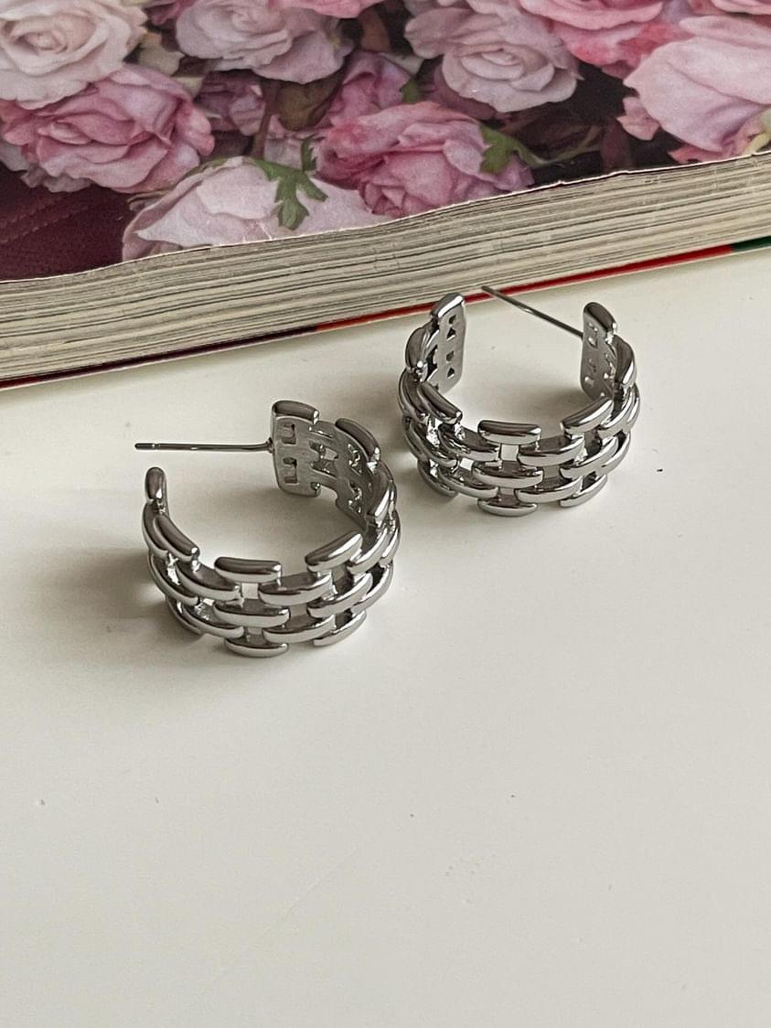 Çelik Gümüş Renk Küpe (2.10 Cm)
