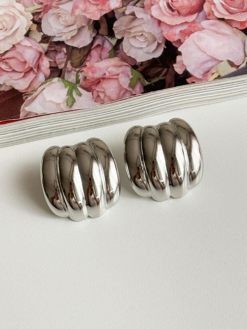 Çelik Gümüş Renk Pinterest Küpe (2.5 Cm)