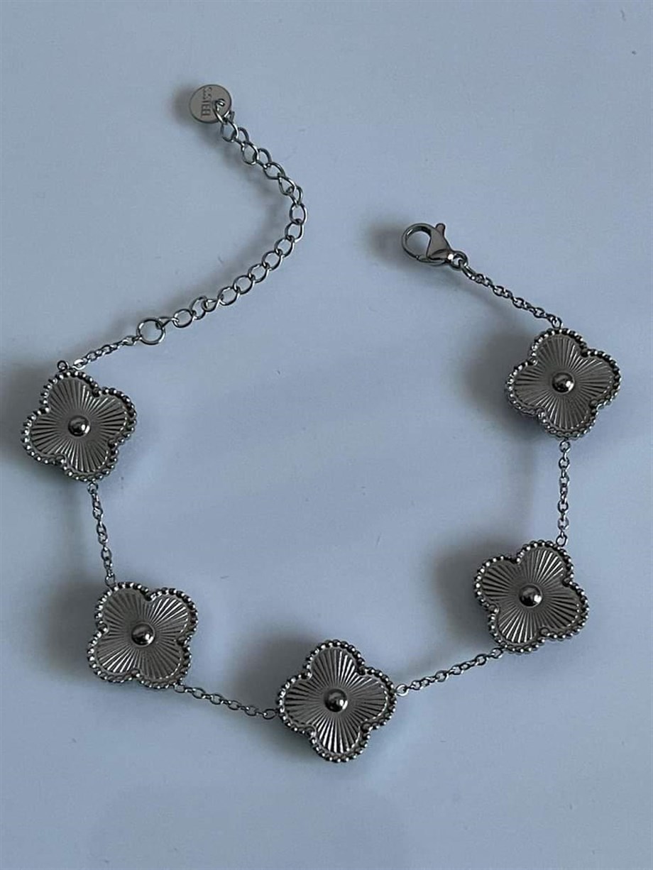 Çelik Gümüş Renk Van Cleef Bileklik (23 Cm)