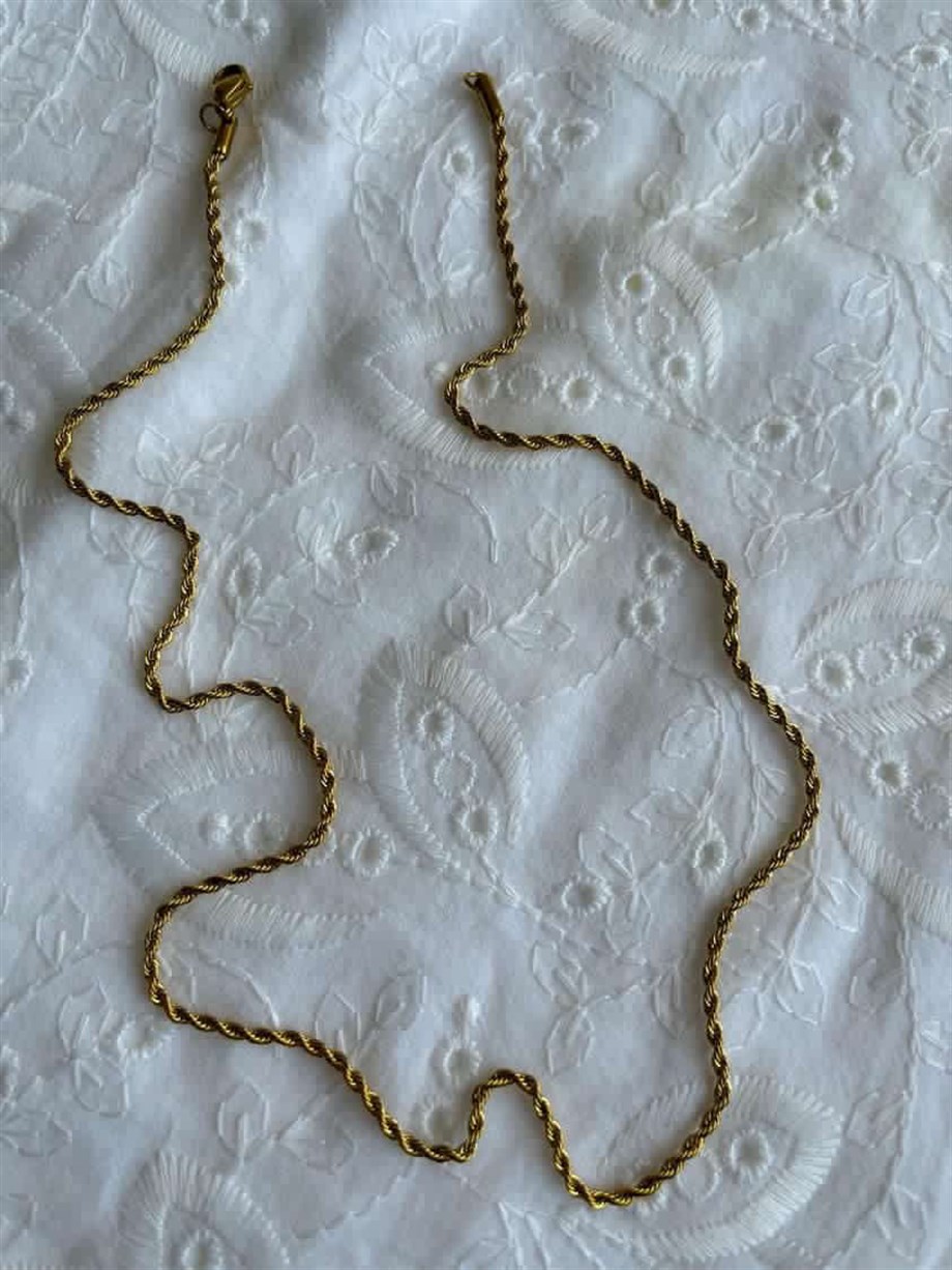 Çelik İnce Burgu Halat Minimal Kolye (50 Cm)-10