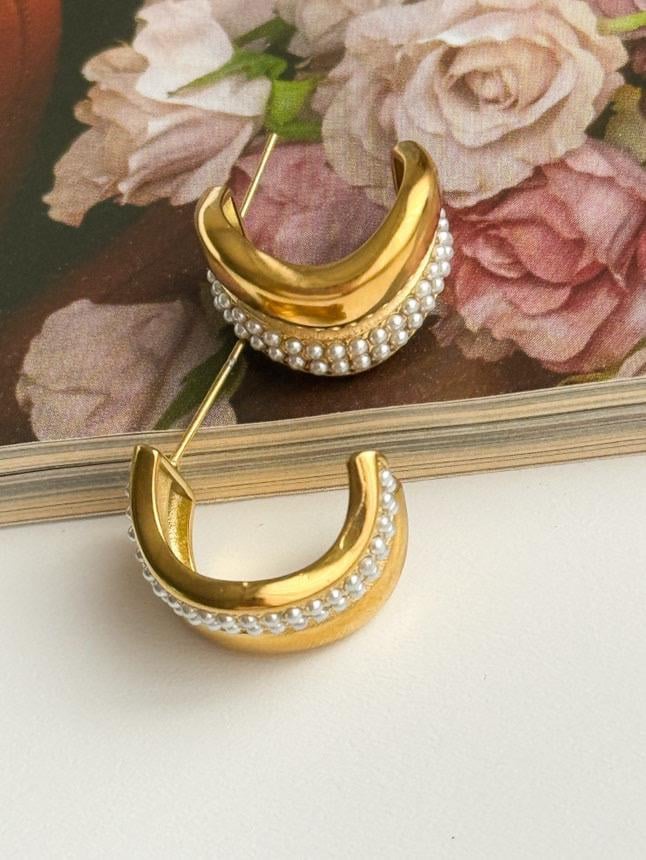 Çelik İncili Küpe (2 Cm)