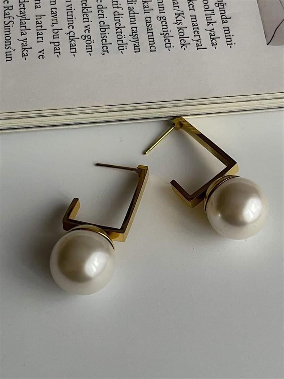 Çelik İncili Küpe (3.5 Cm)