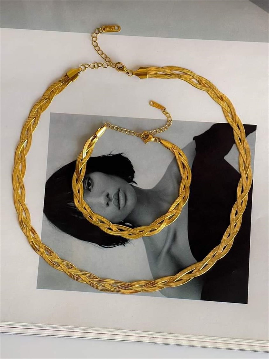 Çelik İtalyan Zincir Örgü Kolye (46 Cm)