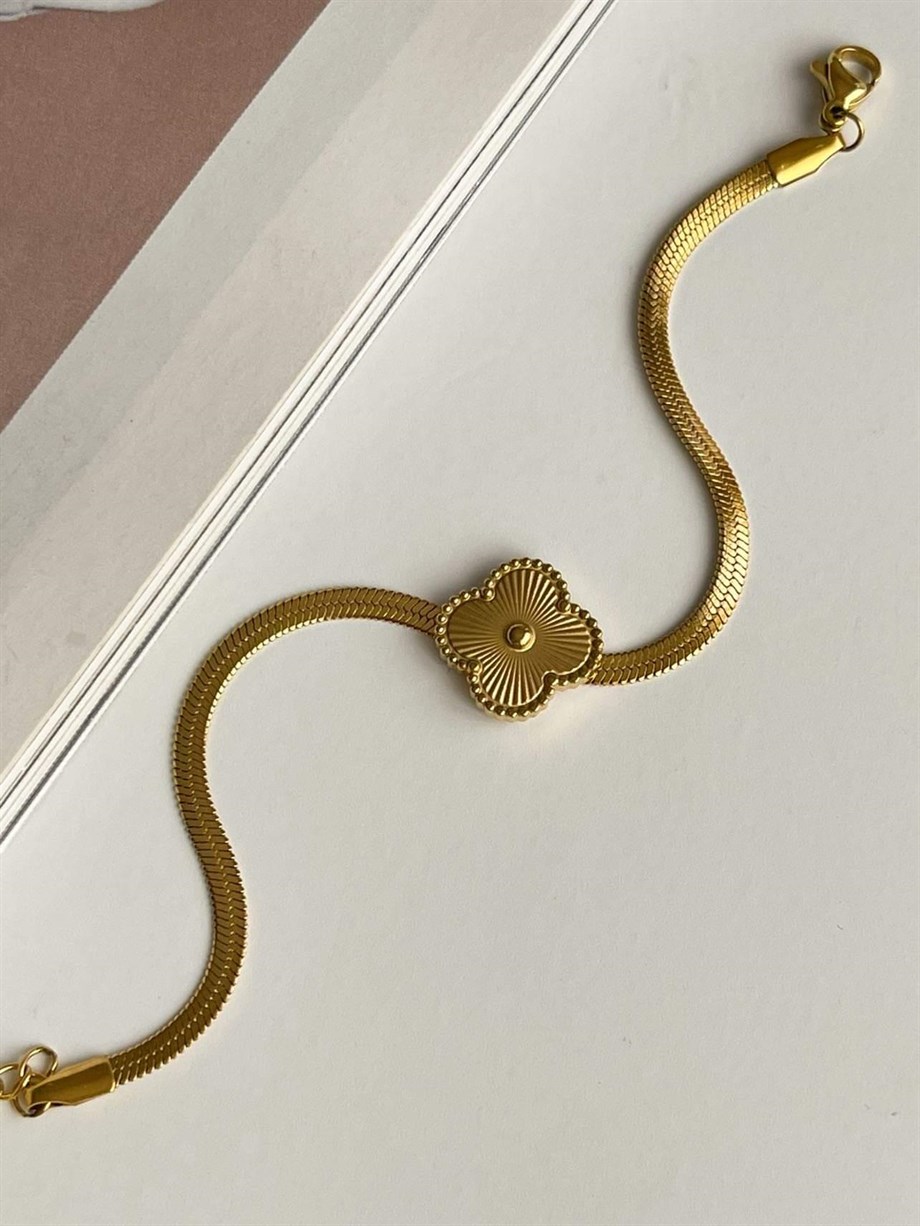 Çelik İtalyan Zincir Van Cleef Bileklik (22 Cm)