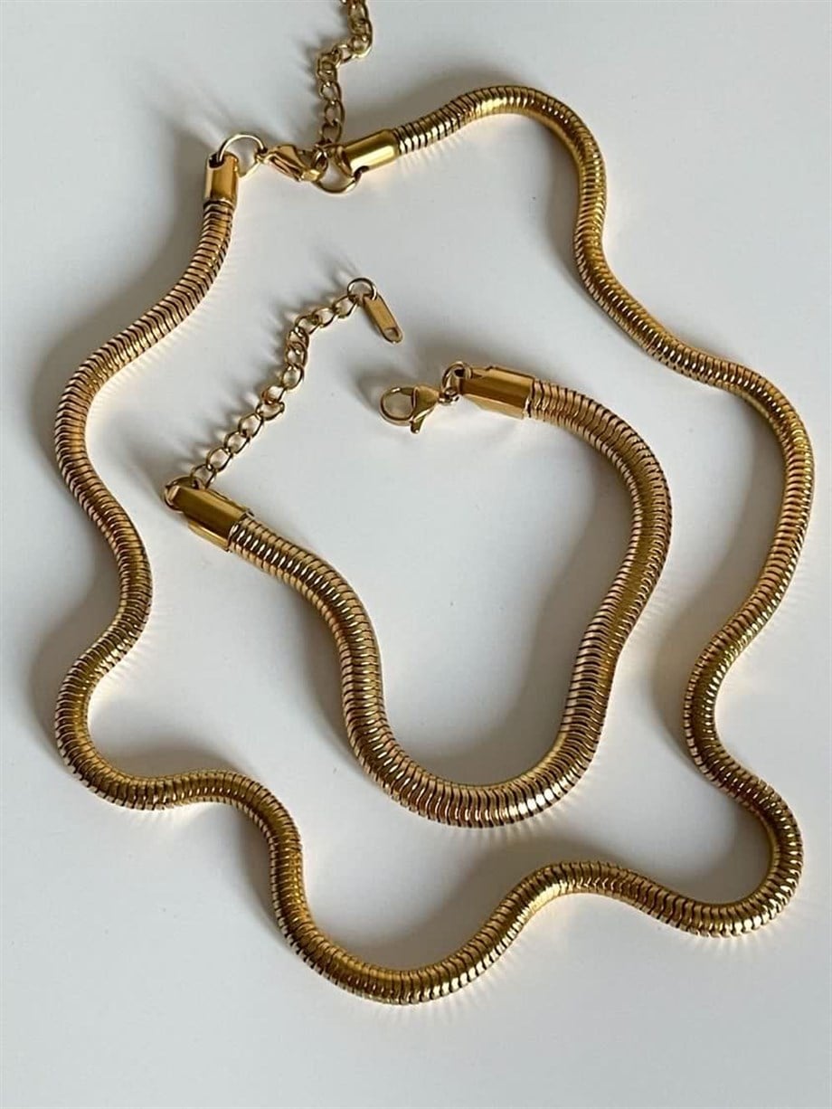 Çelik Kalın Boru Snake Kolye (58 Cm)