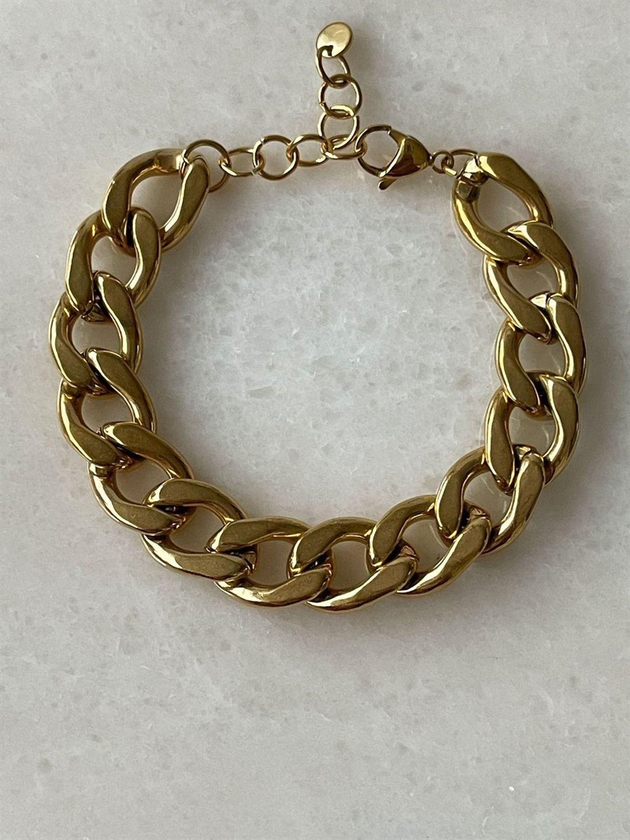 Çelik Kalın Premium Klasik Zincir Bileklik (21 Cm)