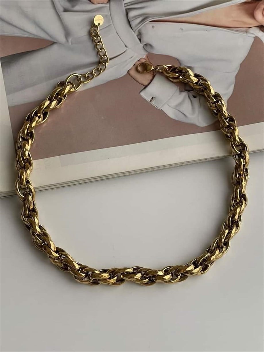 Çelik Kalın Vip Örgü Kolye (50 Cm)