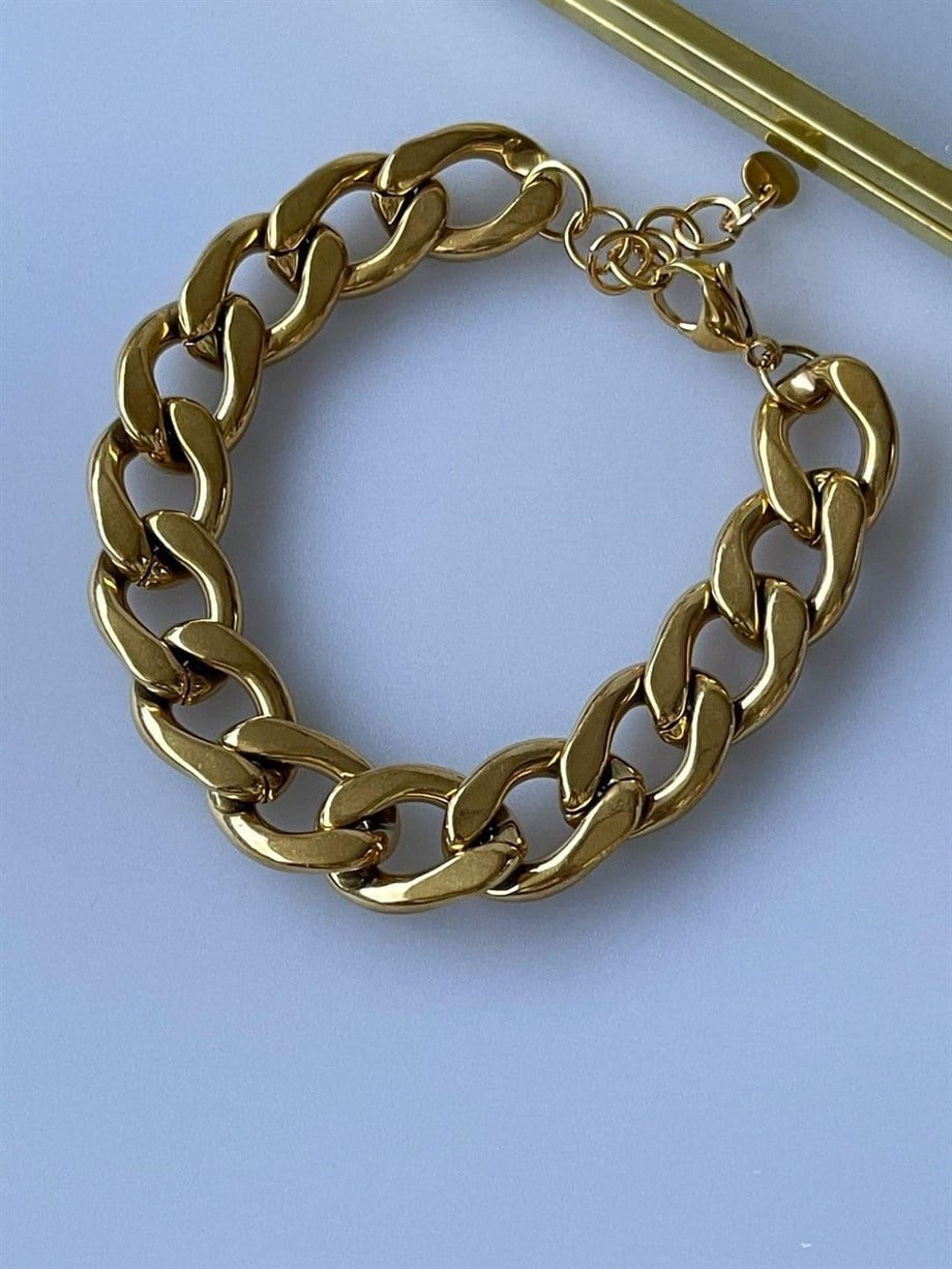 Çelik Kalın Zincir Bilekilk (22 Cm)