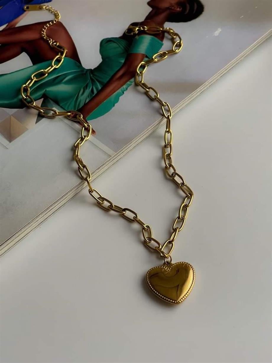 Çelik Kalp Kolye (45 Cm)