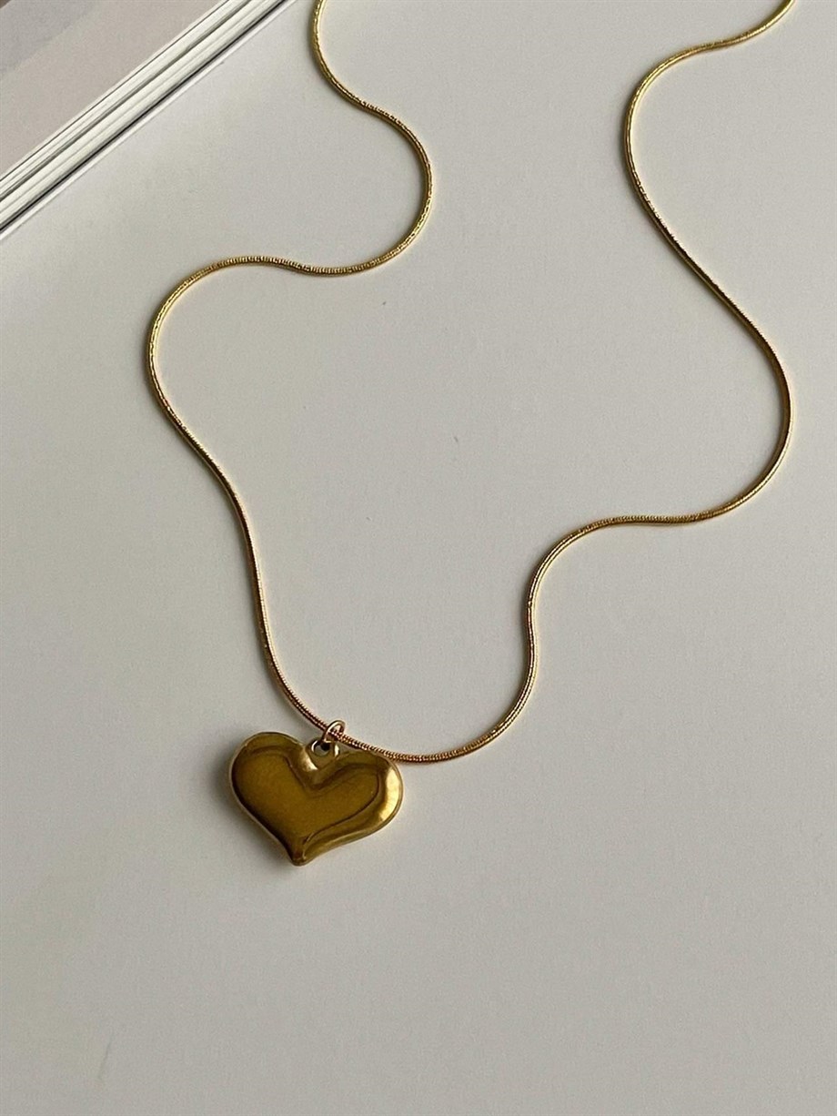 Çelik Kalp Kolye (48 Cm)