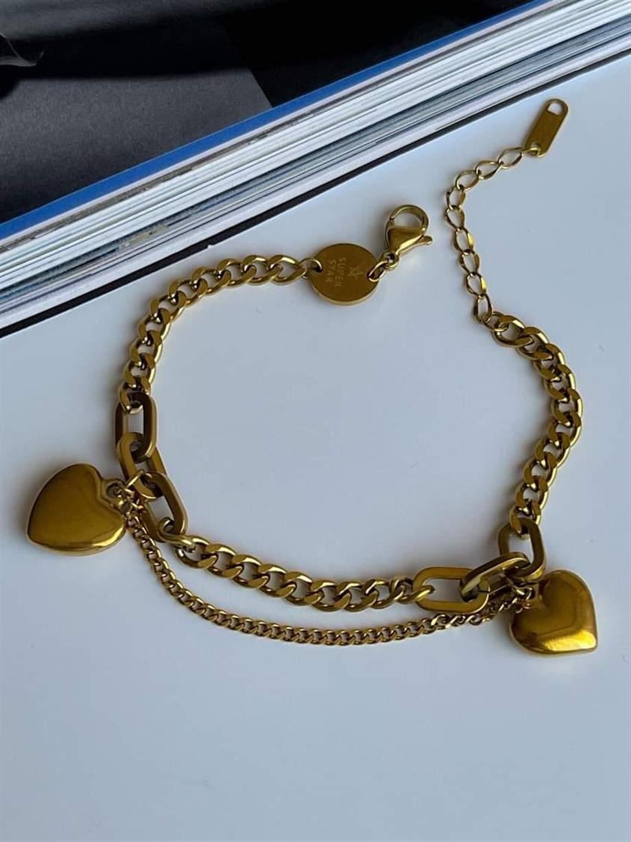 Çelik Kalpli Bileklik (21 Cm)