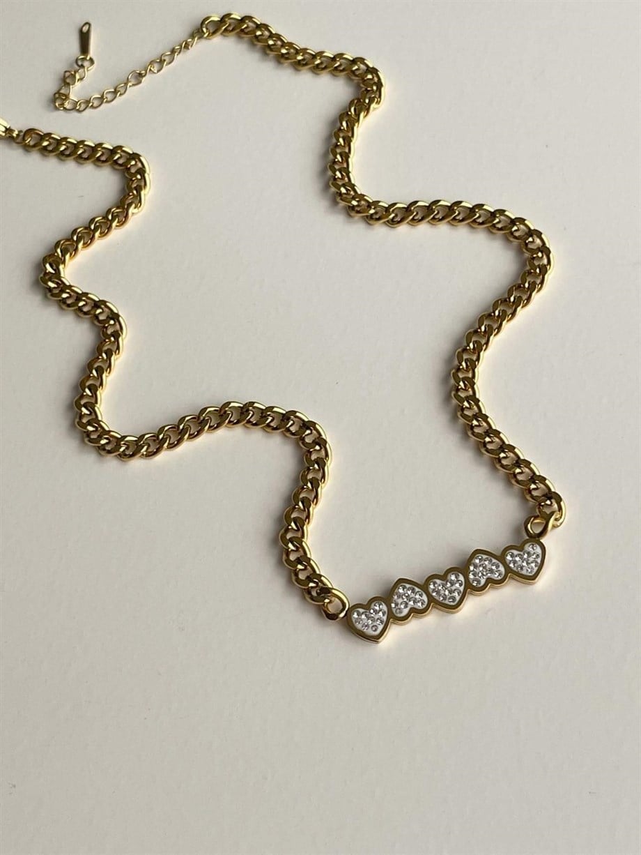 Çelik Kalpli Kolye (46 Cm)