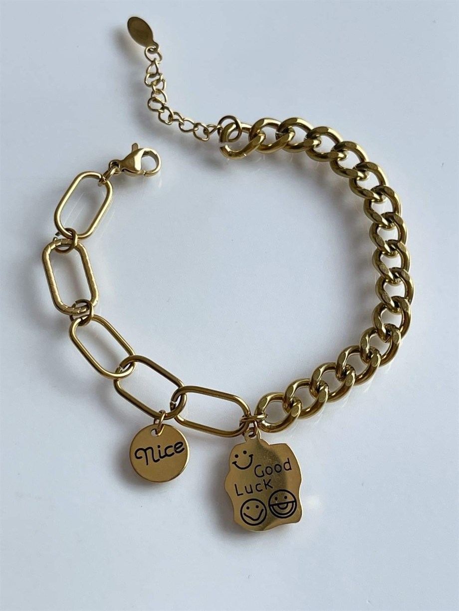 Çelik Lucy Plakalı Bileklik (22 Cm)