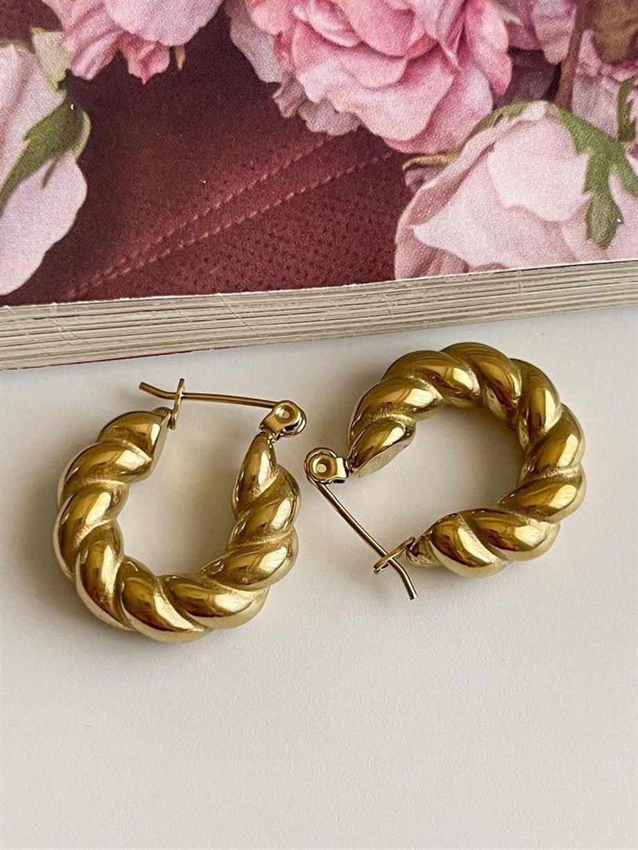 Çelik Midye Burgu Halka Küpe (2 Cm)