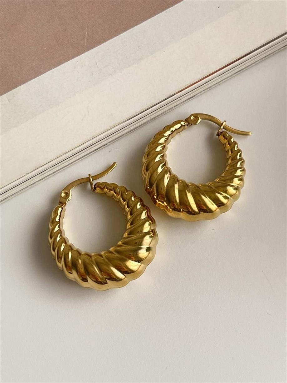 Çelik Midye Halka Vintage Küpe (2.5 Cm)