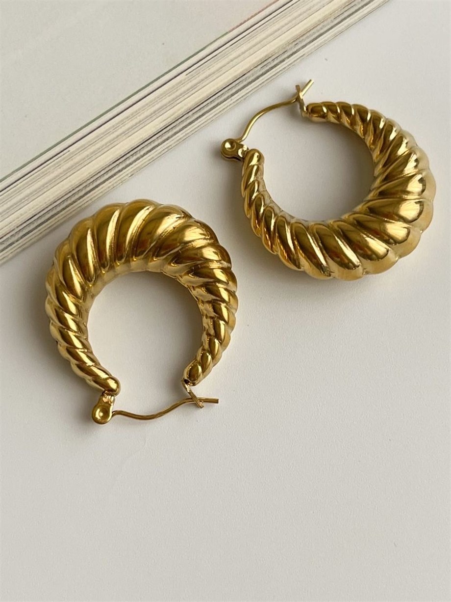 Çelik Midye Vintage Küpe (2.70 Cm)
