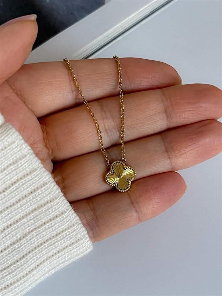 Çelik Minimal Van Cleef Kolye (46 Cm)