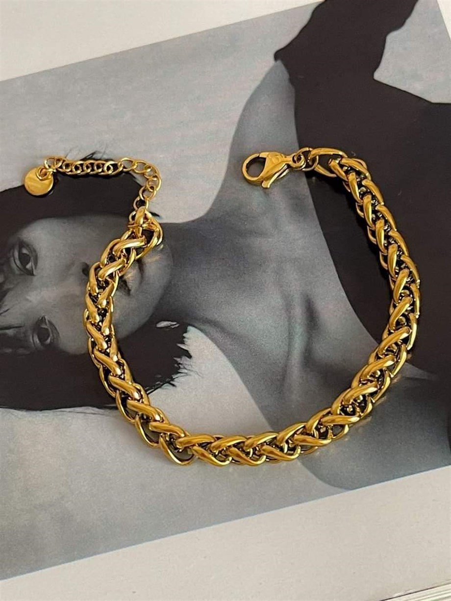 Çelik Örgü Kalın Bileklik (22 Cm)