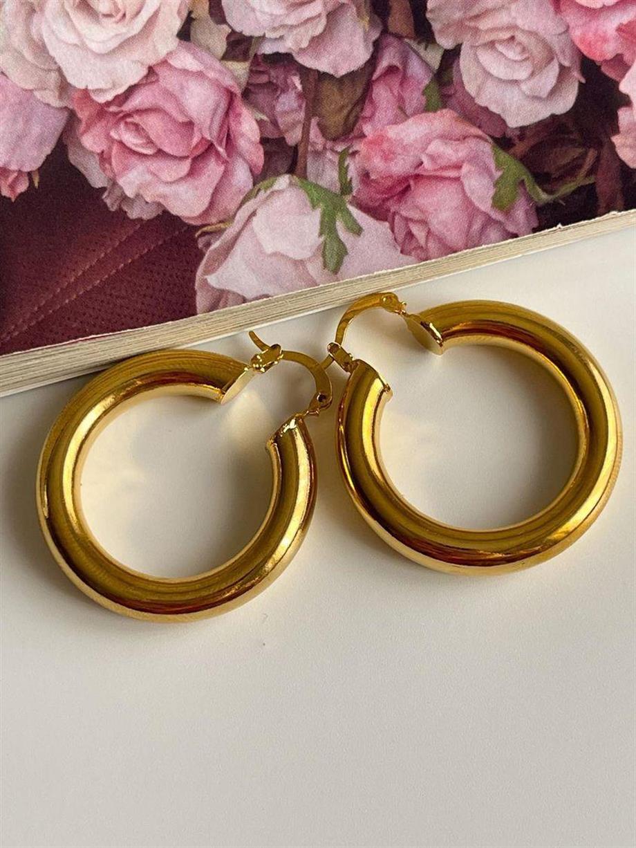 Çelik Orta Boy Basic Tina Halka Küpe (3.40 Cm)