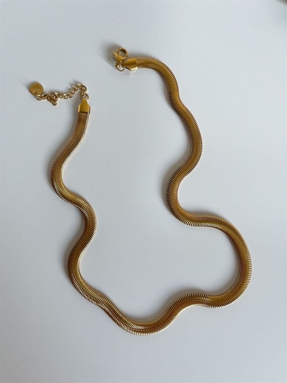 Çelik Orta Kalın Snake Kolye (46 Cm)