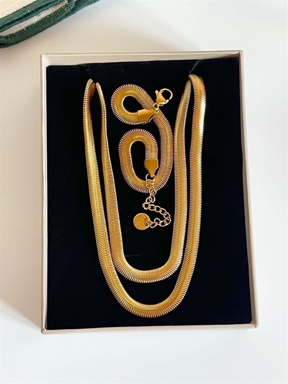 Çelik Orta Kalın Uzun Snake Kolye (67 Cm)