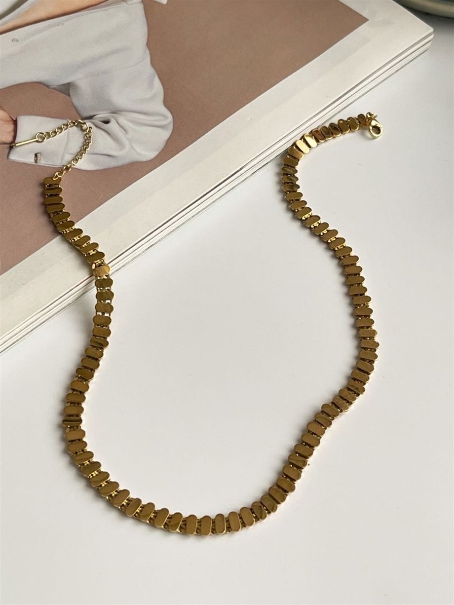 Çelik Özel Tasarım Zincir Kolye (44 Cm)