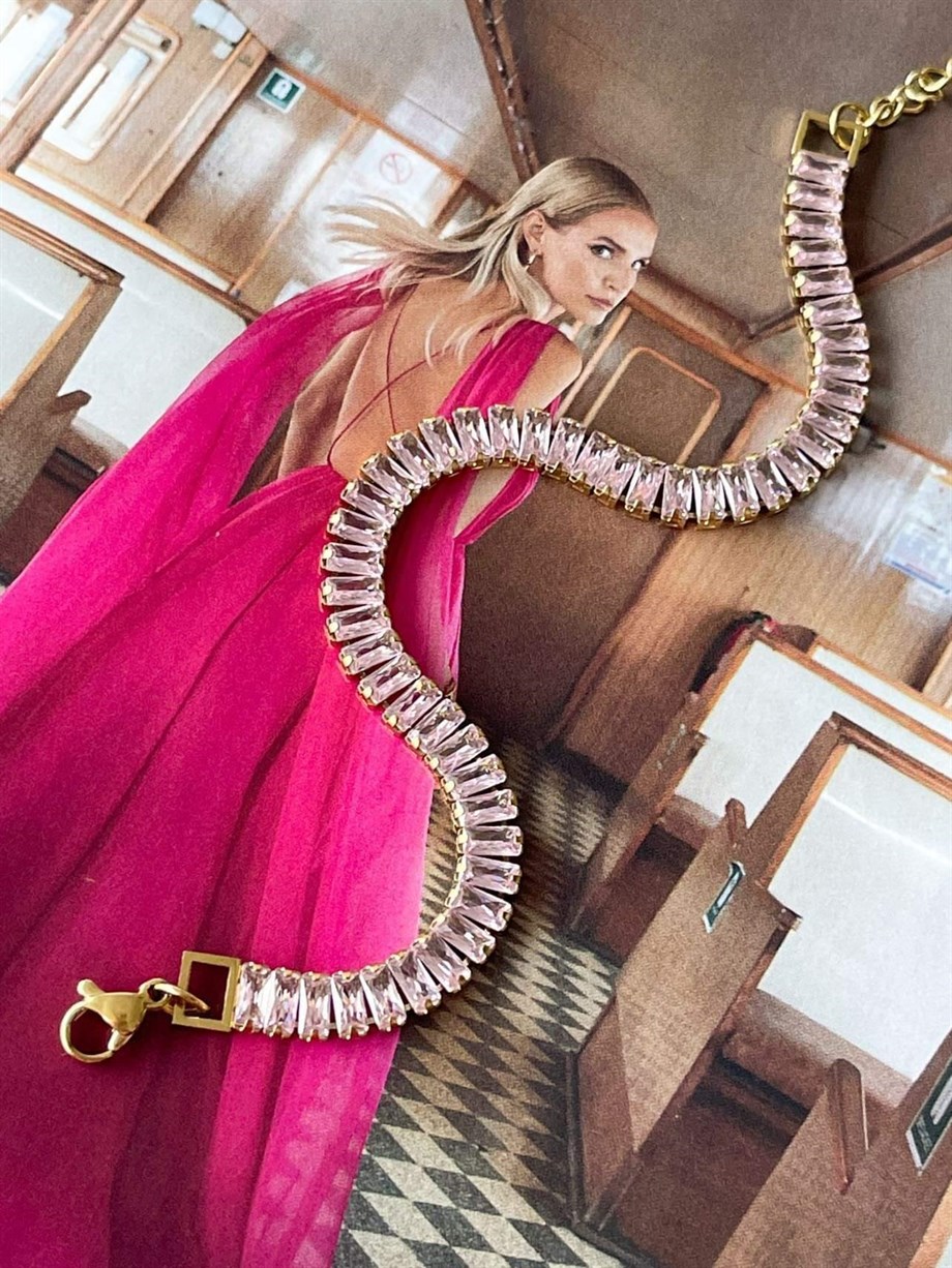 Çelik Pembe Babe Bileklik (21 Cm)