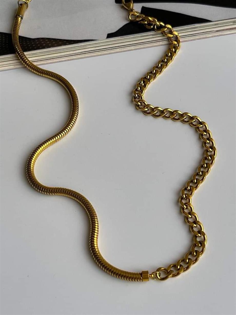 Çelik Snake Klasik Zincir Özel Tasarım Kolye (45 Cm)