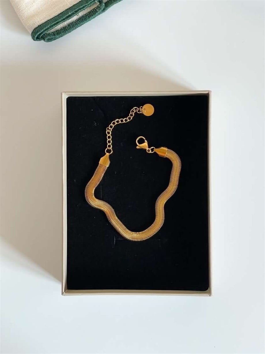Çelik Snake Orta Kalın Bileklik (23 Cm)