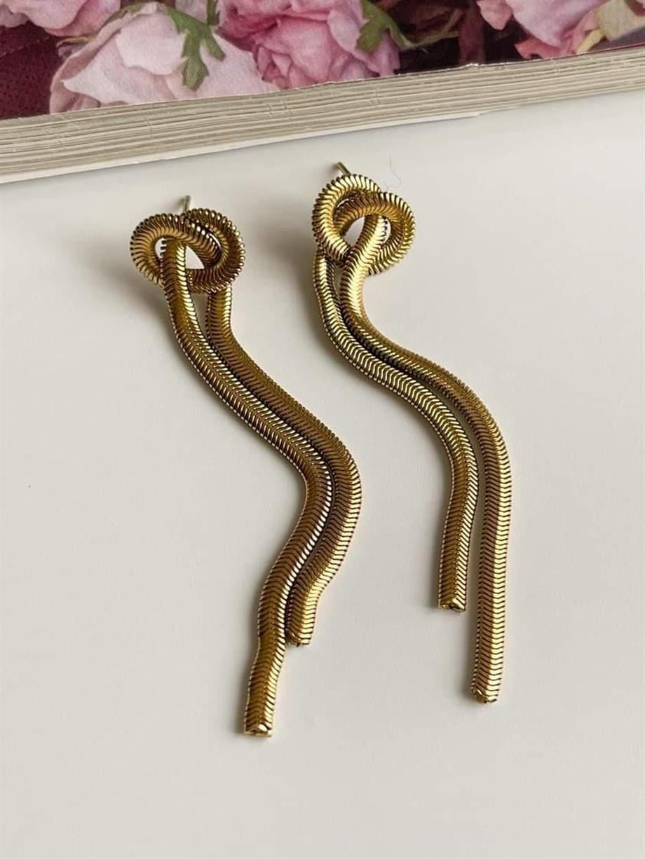 Çelik Snake Uzun Düğüm Küpe (7 Cm)