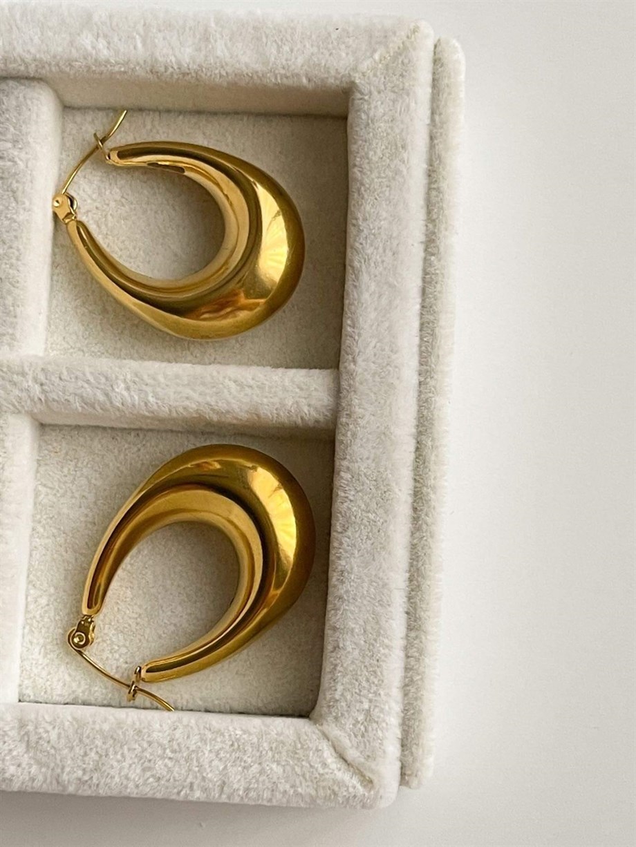 Çelik Steel Oval Halka Küpe (3 Cm)
