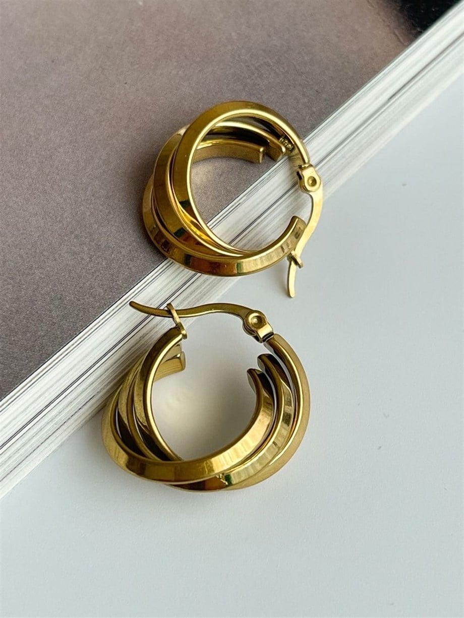 Çelik Steel Üçlü Halka Küpe (2.20 Cm)