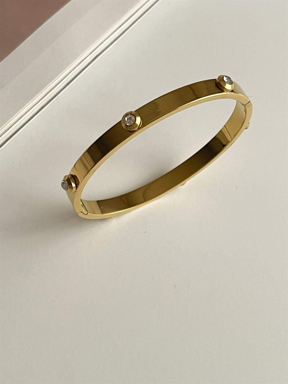 Çelik Taşlı Kelepçe Bileklik (6.50 Cm)