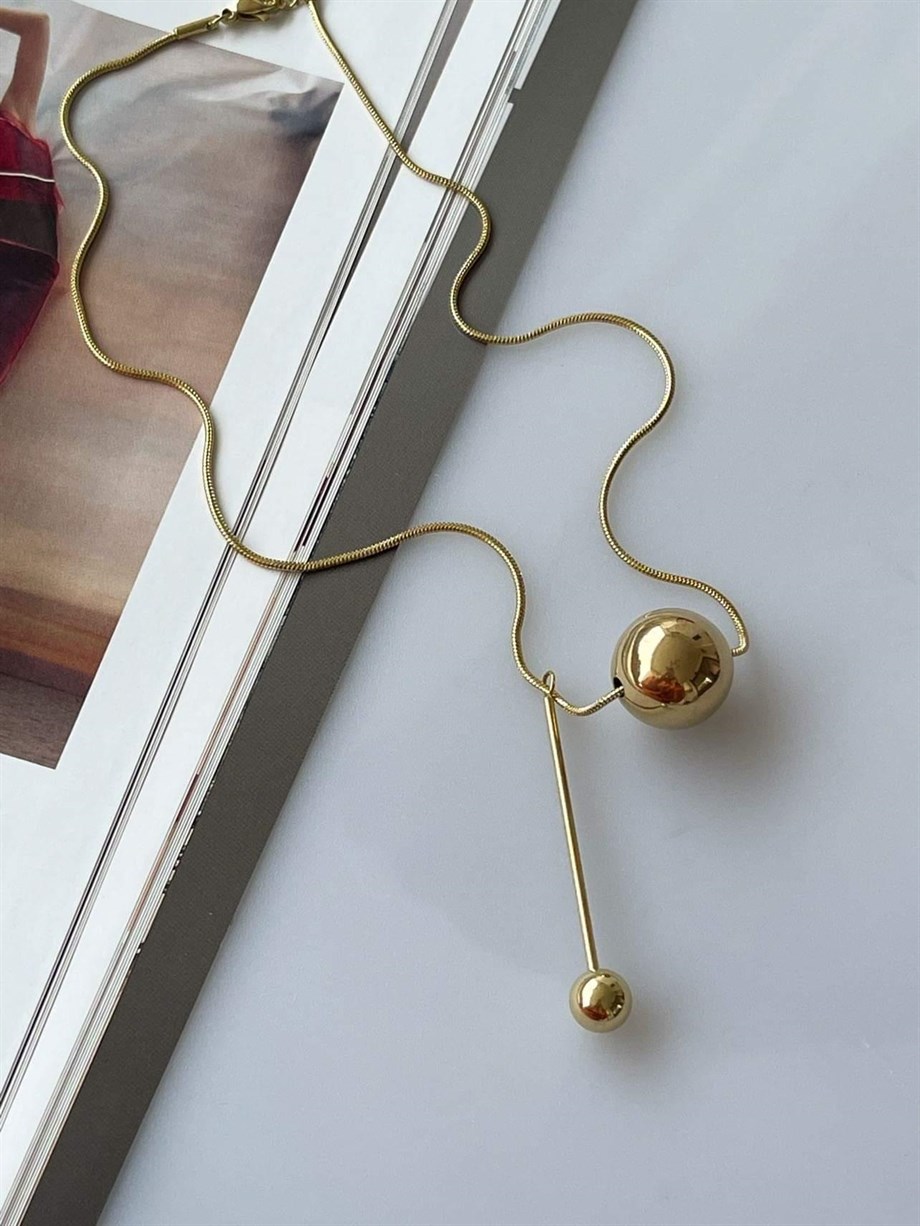 Çelik Topçuklu Kolye (43 Cm)