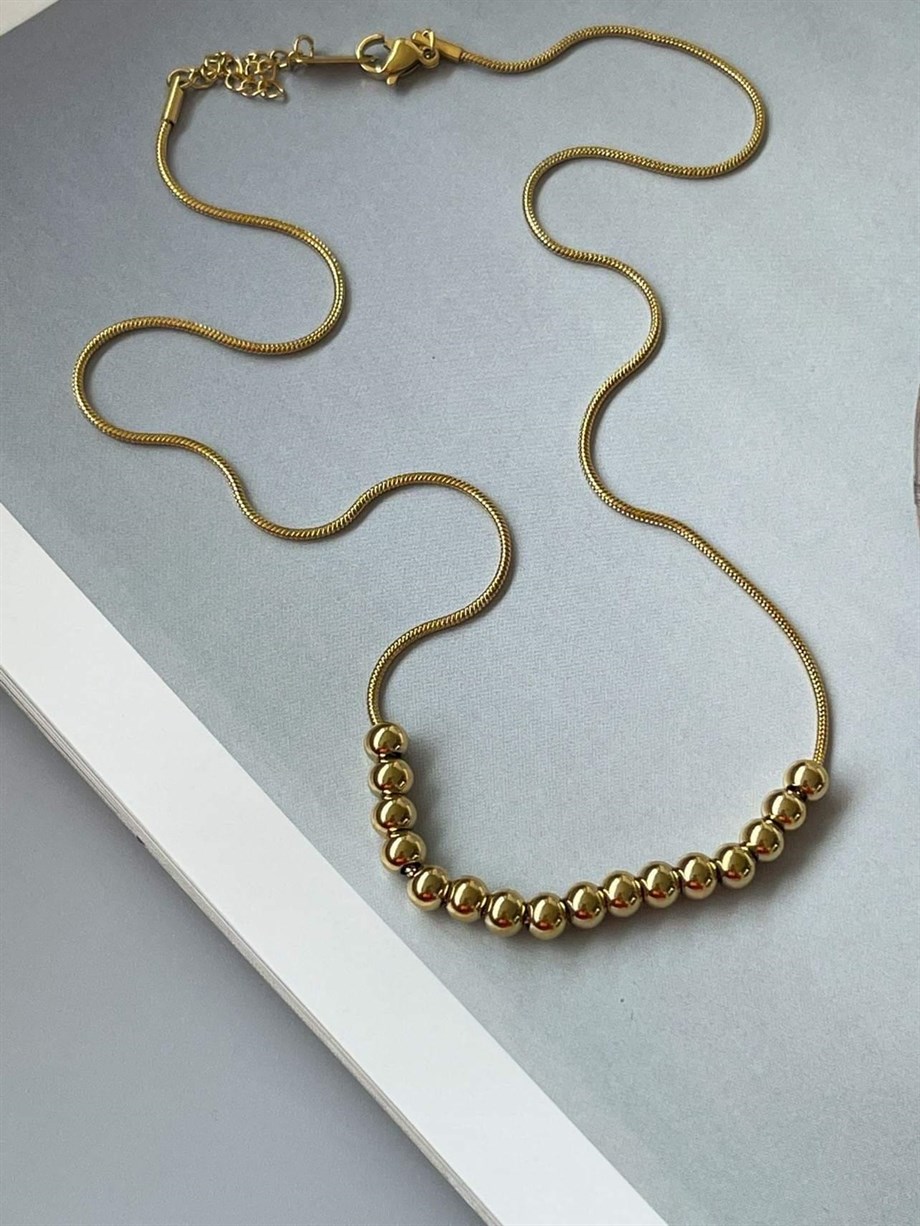 Çelik Topçuklu Kolye (47 Cm)