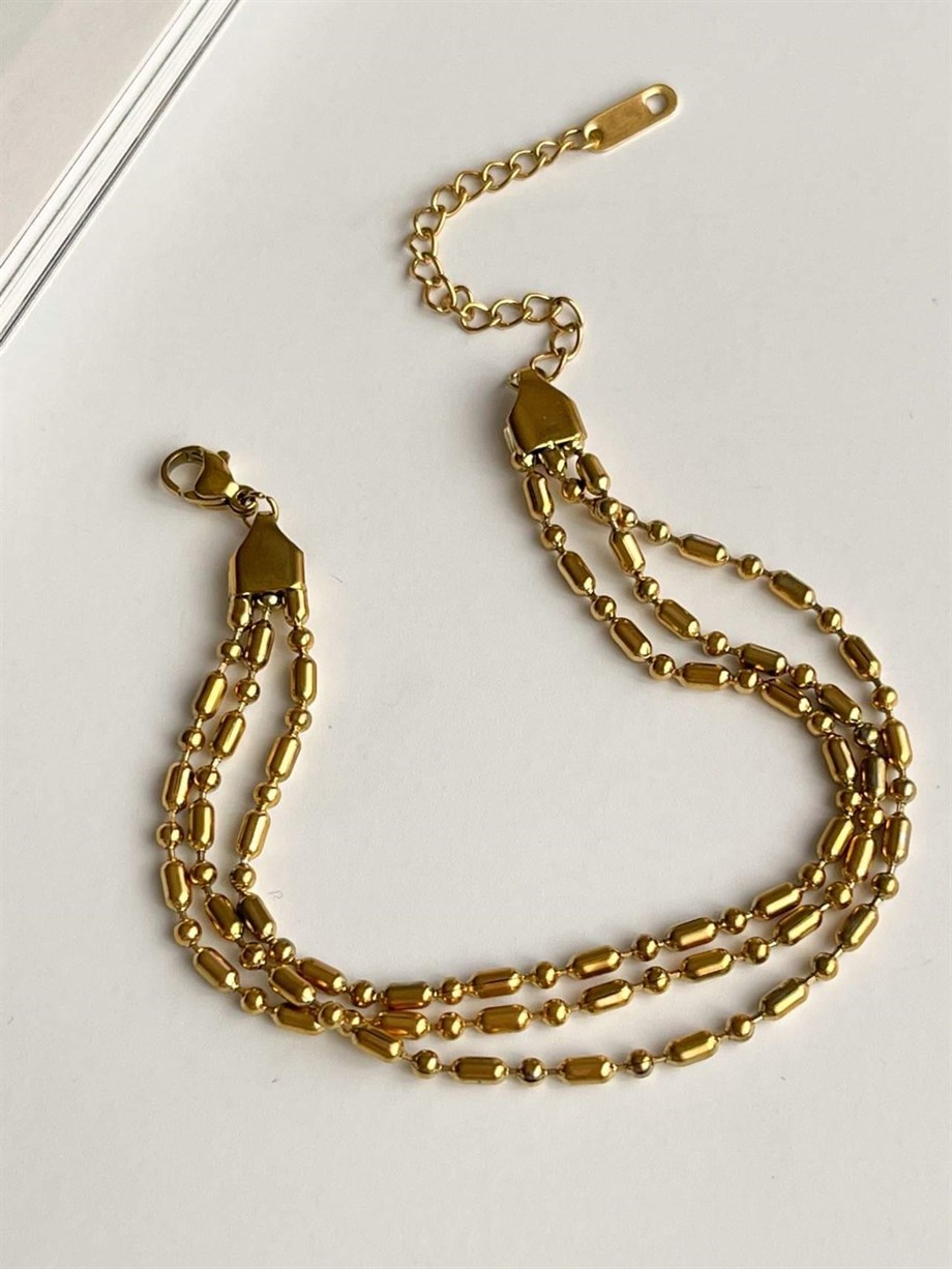 Çelik Üçlü Birleşik Bileklik (22 Cm)