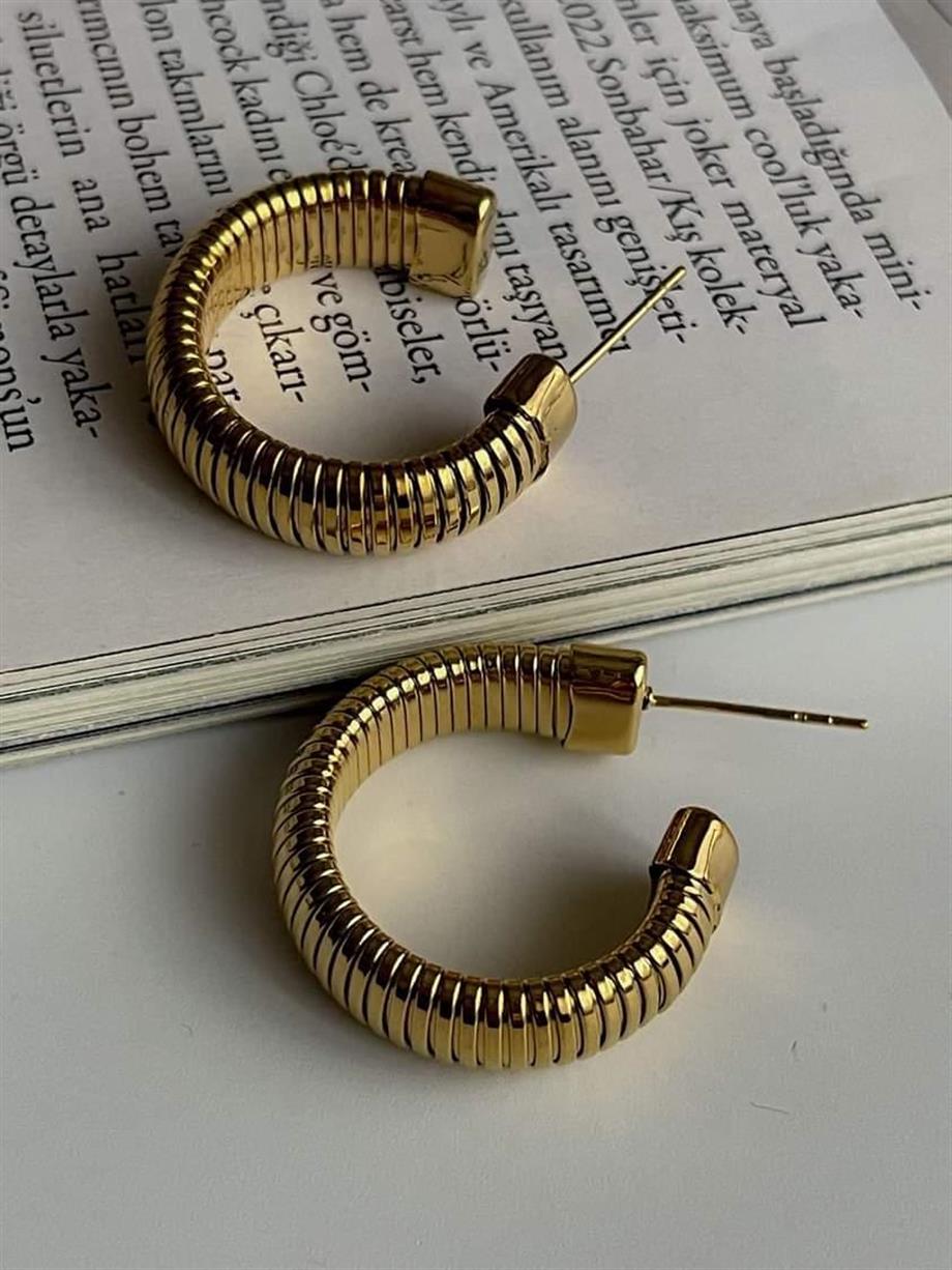 Çelik Vintage Midye Halka Küpe (2.40 Cm)