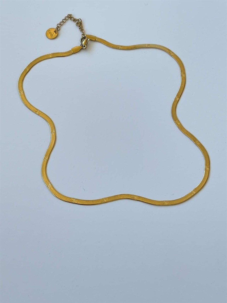 Çelik Yıldız Desenli İtalyan Zincir Kolye (45 Cm)
