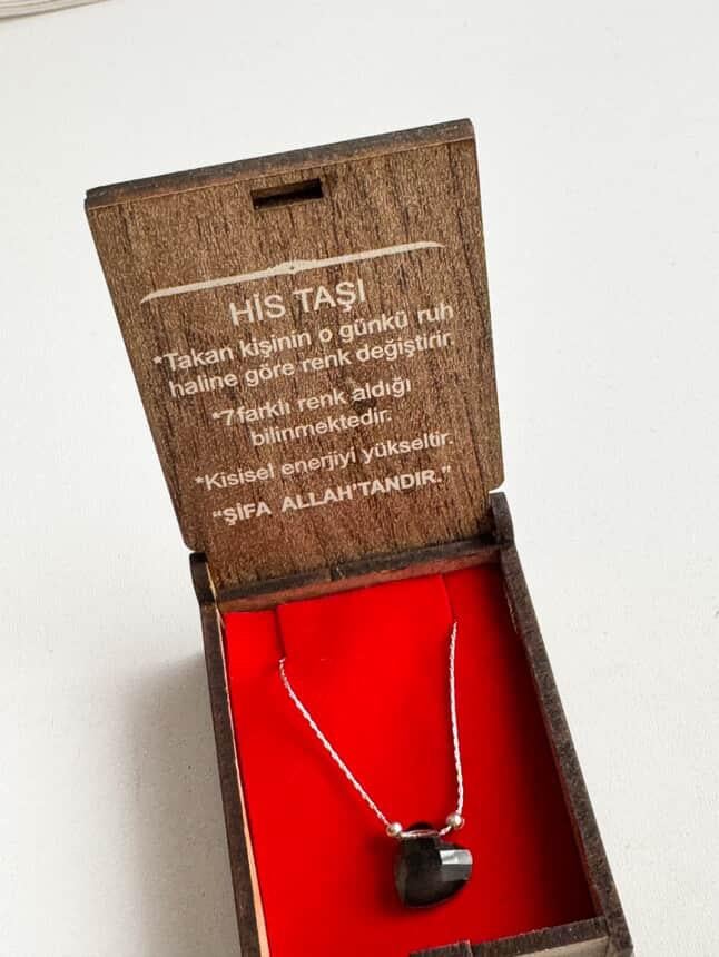 Doğal His Taşı Gümüş Renk Kolye 