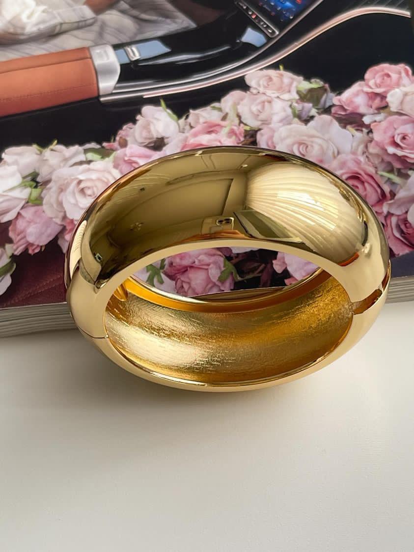 Gold Bombeli Vintage Yaylı Kelepçe Bileklik 