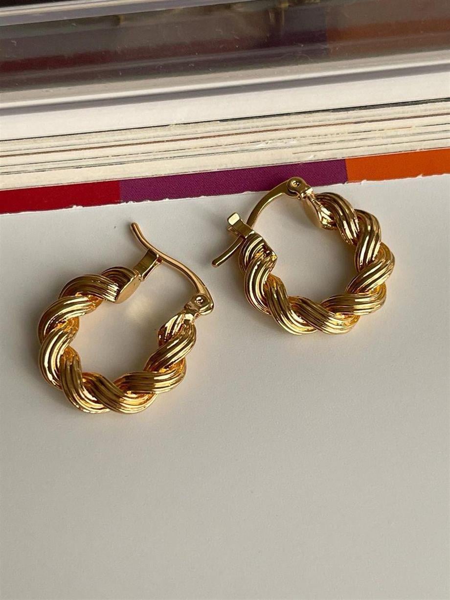 Gold Burgu Halka Küpe (2 Cm)
