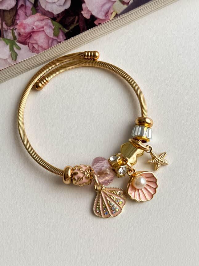 Gold Pandora Baykuşlu İncili Bilezik 