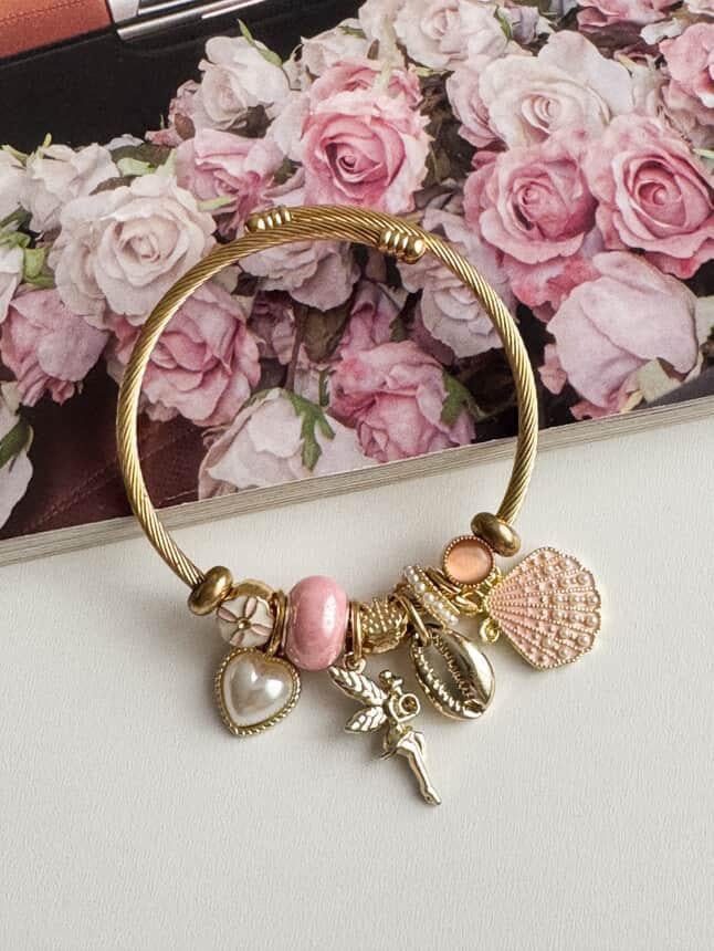 Gold Pandora Pudra İncili Kelepçe Bileklik