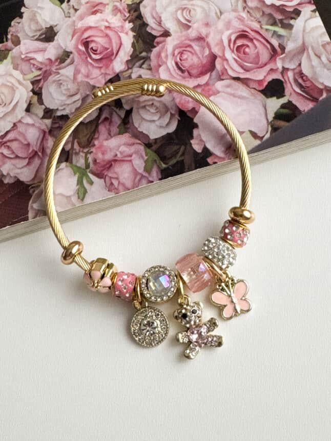 Gold Pandora Teddy Kelepçe Bileklik 