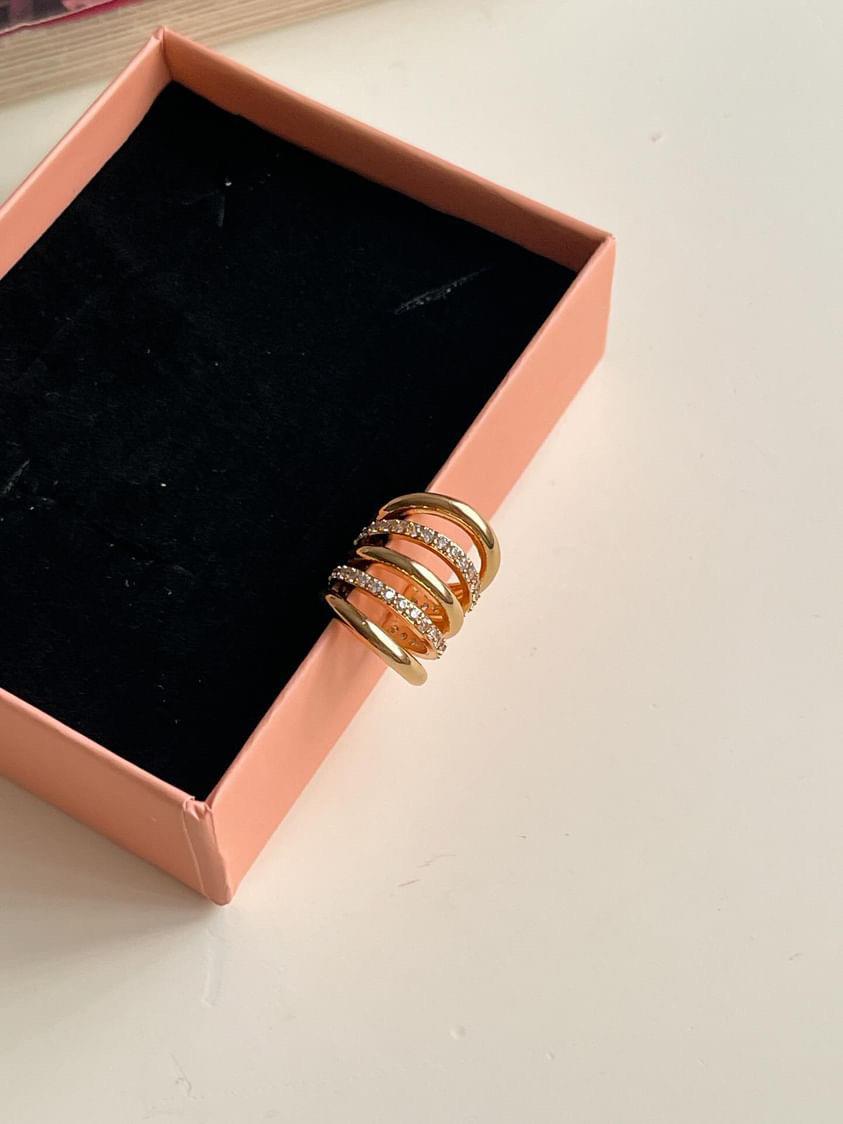 Gold Renk Zirkon Taşlı Tekli Ear Cuff Küpe 