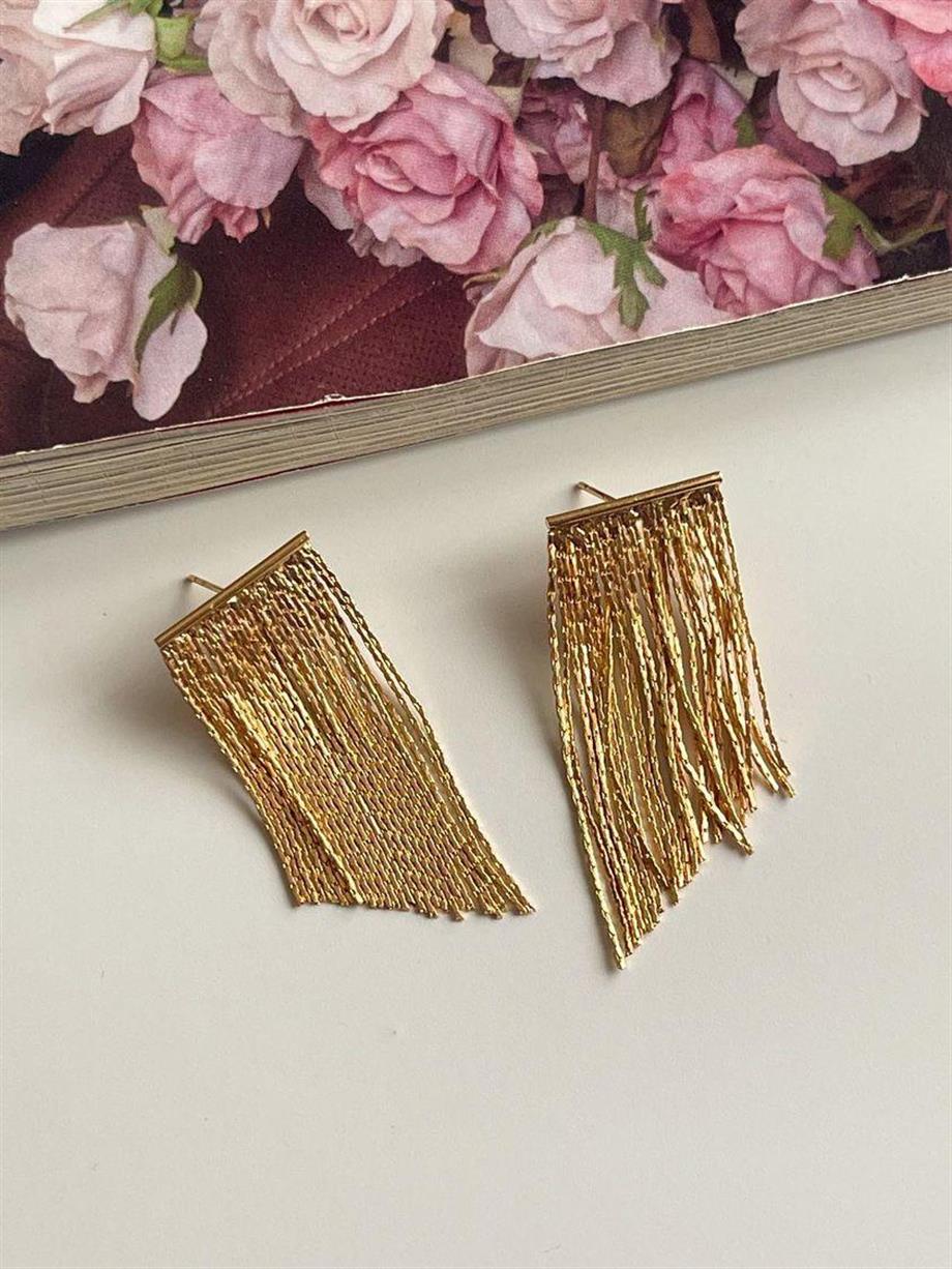 Gold Şık Küpe (4.5 Cm)