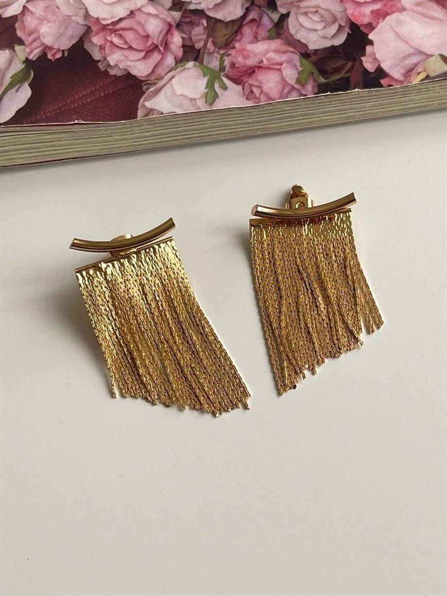 Gold Şık Küpe (5 Cm)