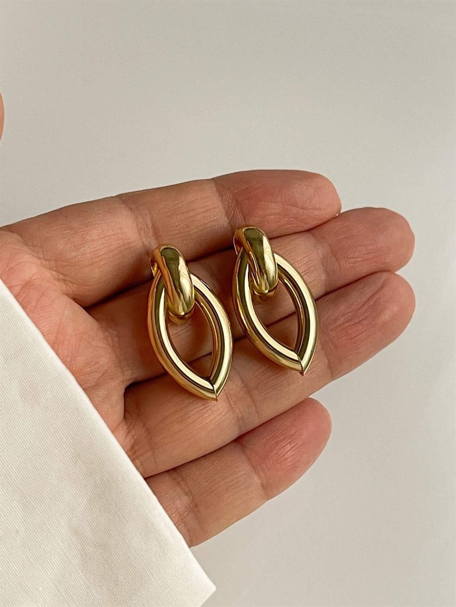 Gold Yaprak Model Vintage Küpe (3 Cm)