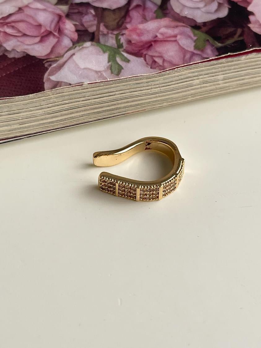 Gold Zirkon Taşlı Tekli Ear Cuff Küpe 